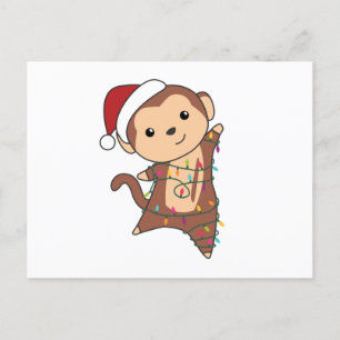 Monkey Christmas Snow Winter Animals Monkeys Postcard