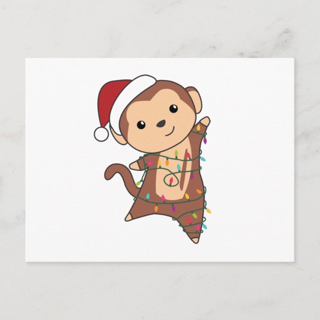 Monkey Christmas Snow Winter Animals Monkeys Postcard (Front)