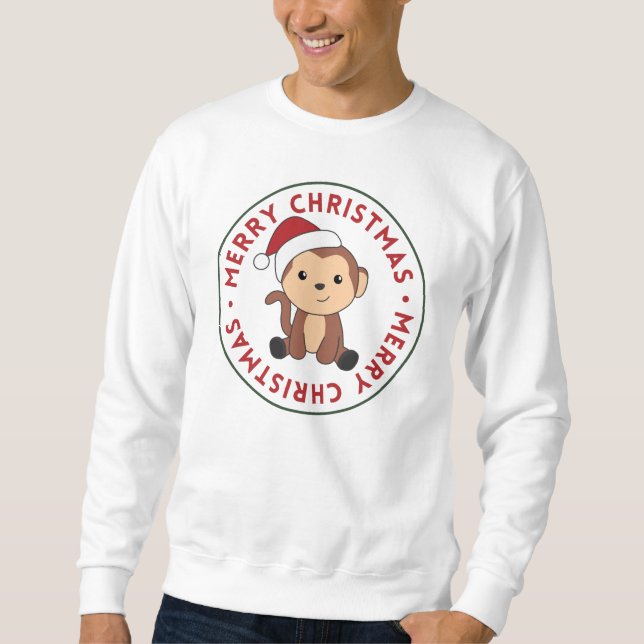 Monkey Christmas Snow Winter Animals Monkeys Sweatshirt (Front)