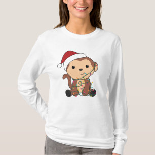 Monkey Christmas Snow Winter Animals Monkeys T-Shirt