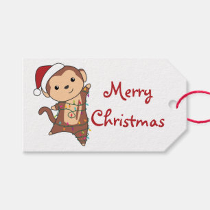 Monkey Christmas Snow Winter Animals Monkeys Truck Gift Tags