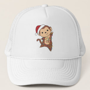 Monkey Christmas Snow Winter Animals Monkeys Trucker Hat