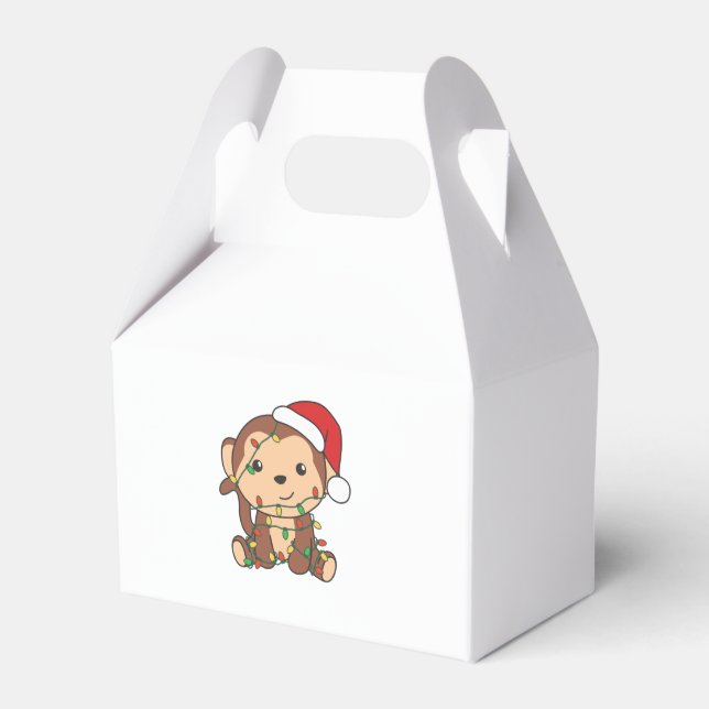 Monkey Christmas Winter Animals Monkeys Favor Box (Front Side)