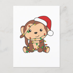 Monkey Christmas Winter Animals Monkeys Holiday Postcard