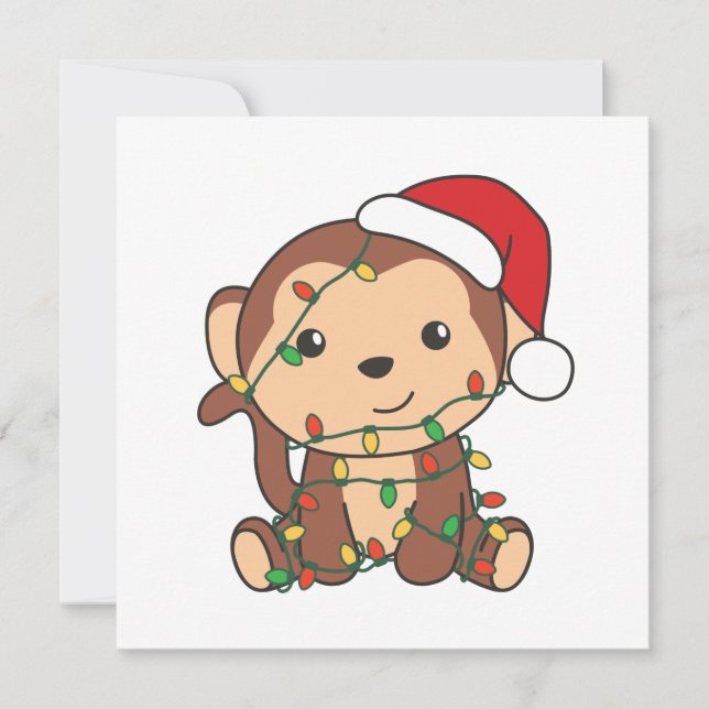 Monkey Christmas Winter Animals Monkeys Invitation (Front)