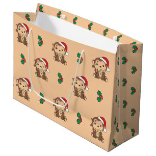 Monkey Christmas Winter Animals Monkeys Large Gift Bag