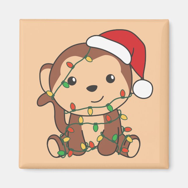 Monkey Christmas Winter Animals Monkeys Magnet (Front)