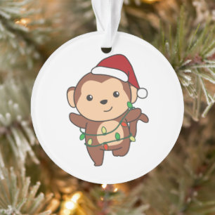 Monkey Christmas Winter Animals Monkeys Ornament