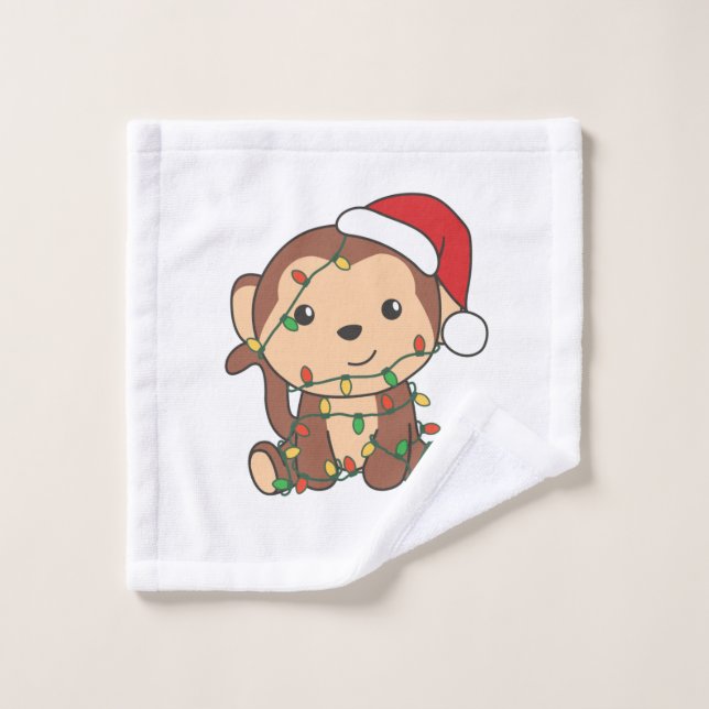 Monkey Christmas Winter Animals Monkeys Wash Cloth (Wash Cloth)