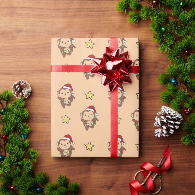 Monkey Christmas Winter Animals Monkeys Wrapping P Paper (Holiday Gift)