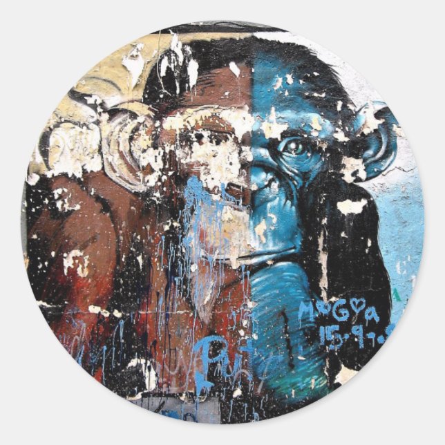 Monkey Classic Round Sticker, Glossy Classic Round Sticker (Front)