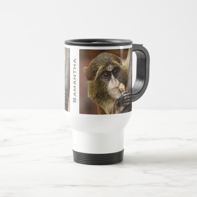 Monkey Climbing Tree Photo Personalised Travel Mug (Front Right)
