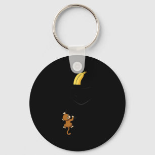 Monkey Climbs For Banana Funny Animal Cket Design  Keychain