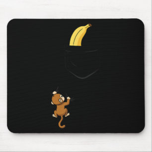 Monkey Climbs For Banana Funny Animal Cket Design  Mouse Pad