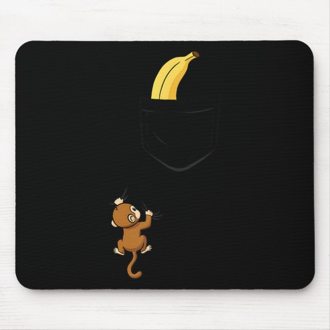 Monkey Climbs For Banana Funny Animal Cket Design  Mouse Pad (Front)