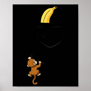 Monkey Climbs For Banana Funny Animal Cket Design  Poster