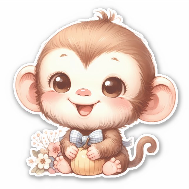 Monkey Custom Cut Scrapbooking Sticker (Front)