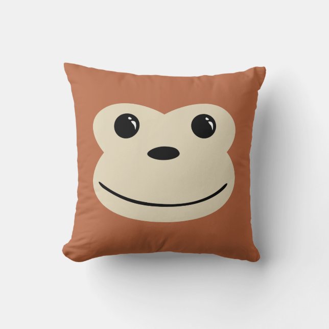 Monkey Cute Animal Face Design Throw Pillow (Front)