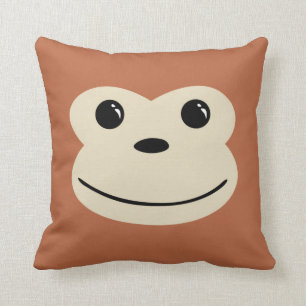 Monkey Cute Animal Face Design Throw Pillow