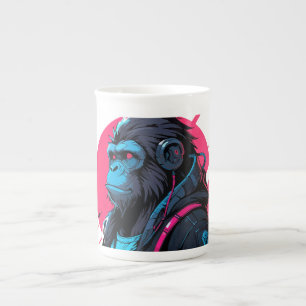 Monkey cyberpunk bone china mug
