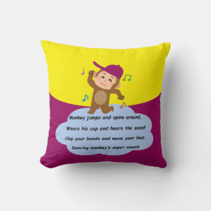 Monkey Dance Throw Pillow