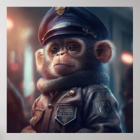 Monkey dans un uniforme de flic #2 Poster d'art