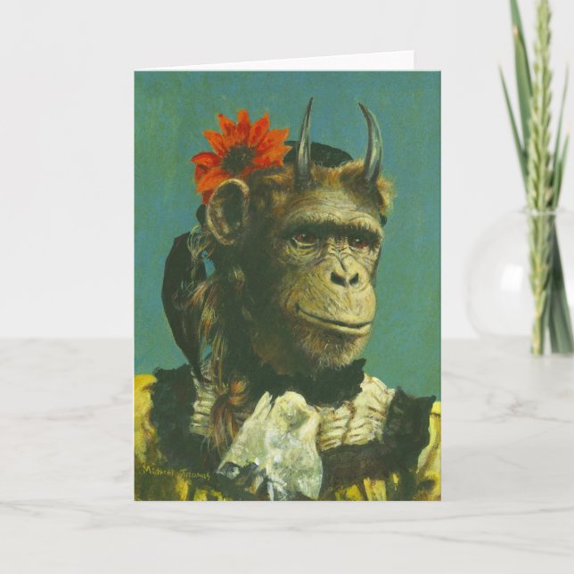 Monkey Demon Greetings Card (Front)