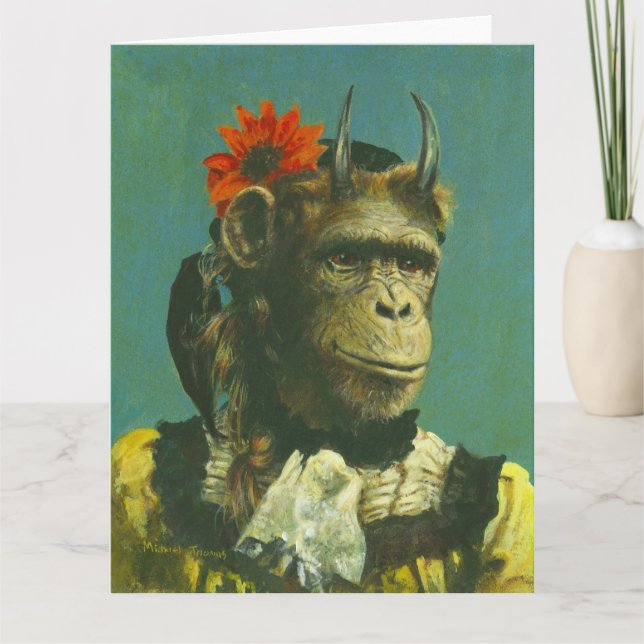 Monkey Demon Large Greetings Card (Front)