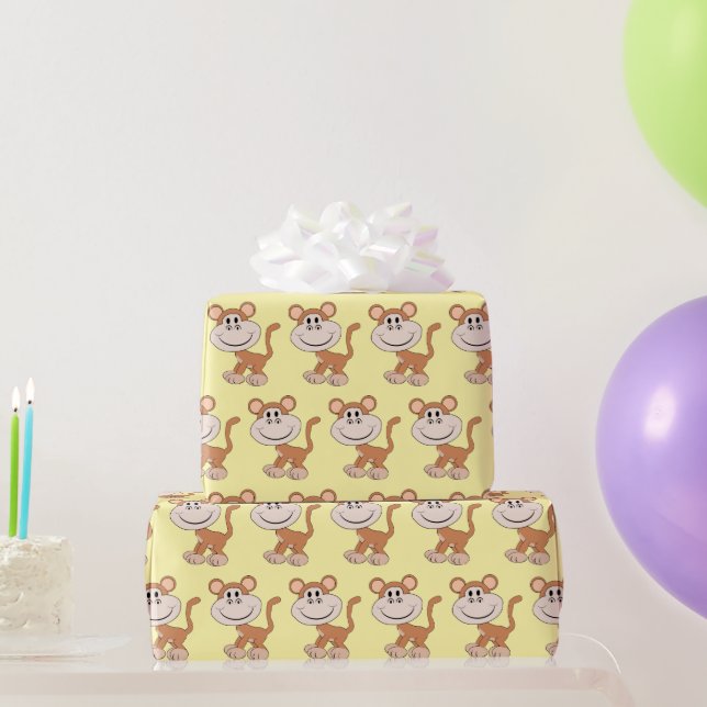 Monkey Design Any Background Colour Wrapping Paper (Party Gifts)