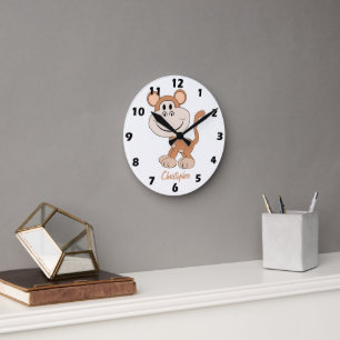 Monkey Design Personalised Round Clock