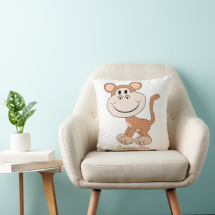 Monkey Design Personalised Throw Pillow