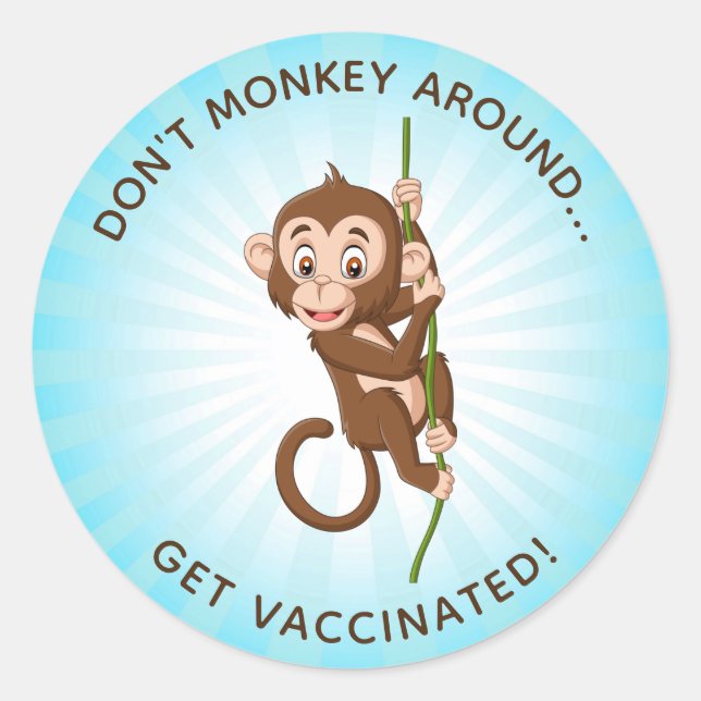 Monkey Design Vaccination Design Classic Round Sticker (Front)