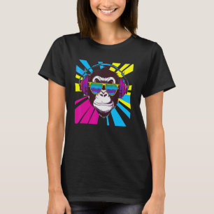 Monkey DJ with Headphones and Sunglasses T-Shirt