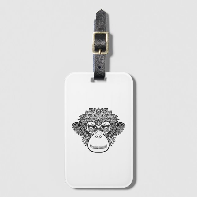 Monkey Doodle Face Luggage Tag (Front Vertical)
