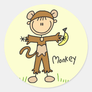 Monkey Dress Up T-shirts and Gifts Classic Round Sticker