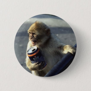 Monkey Drinking 2 Inch Round Button