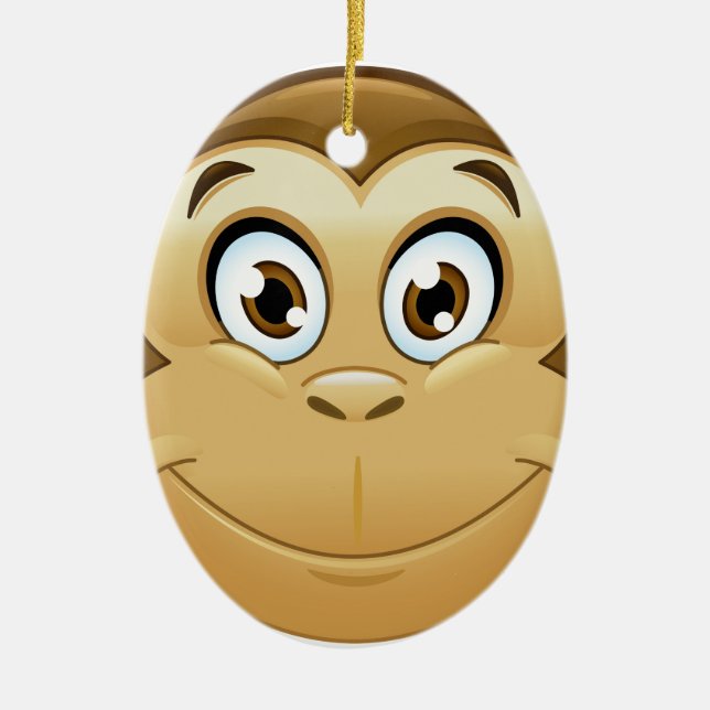 monkey emoji ceramic ornament (Front)