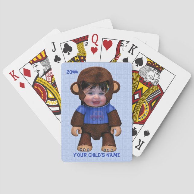 Monkey Face - Boy (Personalized Playing Cards) Cards (Back)