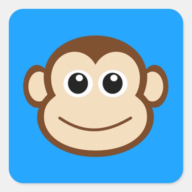 Monkey Face Cartoon Square Sticker (Front)