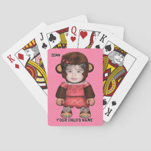 Monkey Face - Girl (Personalized Playing Cards) Cards