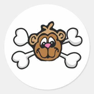 monkey face Skull and Crossbones Classic Round Sticker