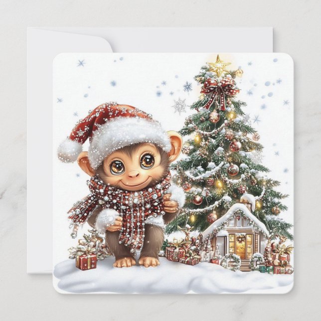 monkey Flat Greeting Card (Front)