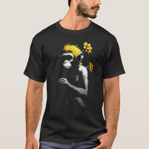 Monkey Flower Primat Animal Chimpanzee Zoo Monkey T-Shirt