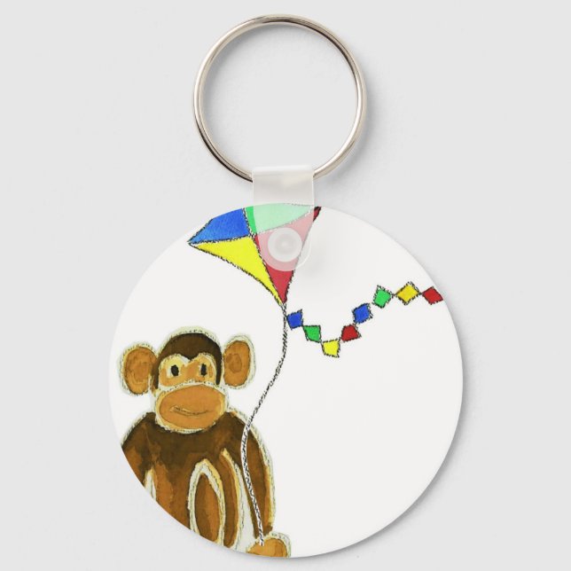 Monkey Flying Kite Keychain (Front)