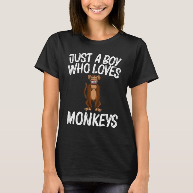 Monkey For Boys Kids Primate Animal Monkey T-Shirt (Front)
