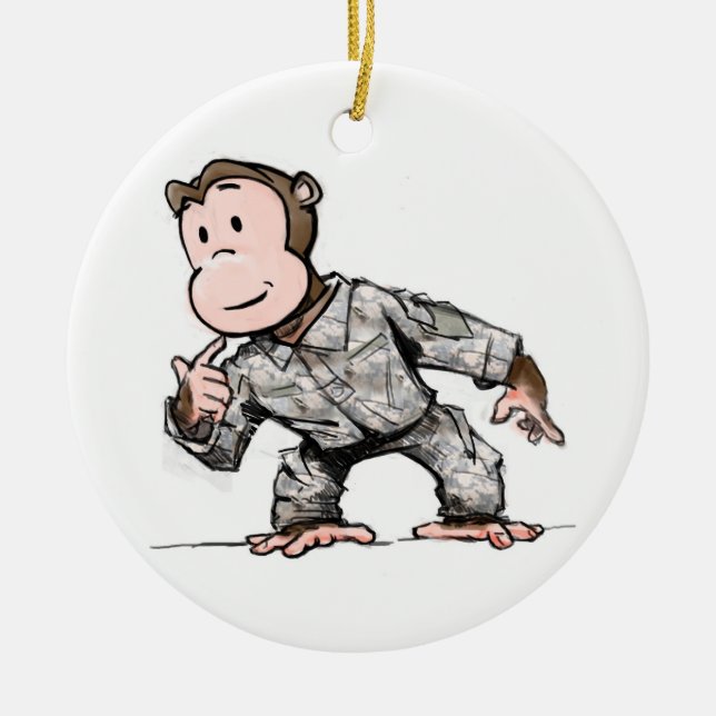 Monkey for your tree ceramic ornament (Front)