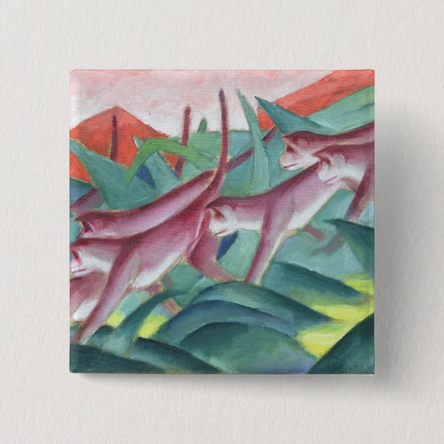 Monkey Frieze, 1911 2 Inch Square Button (Front)