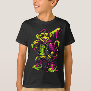 Monkey Funny Animals Baseball Drip Kids Youth Boys T-Shirt