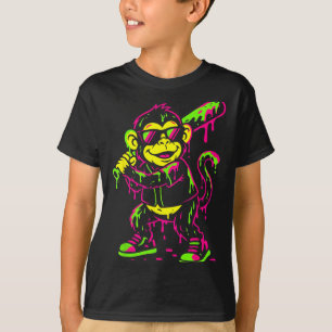 Monkey Funny Animals Baseball Drip Kids Youth Boys T-Shirt
