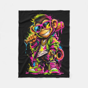 Monkey Funny Animals Baseball Drip Party Sport Fleece Blanket
